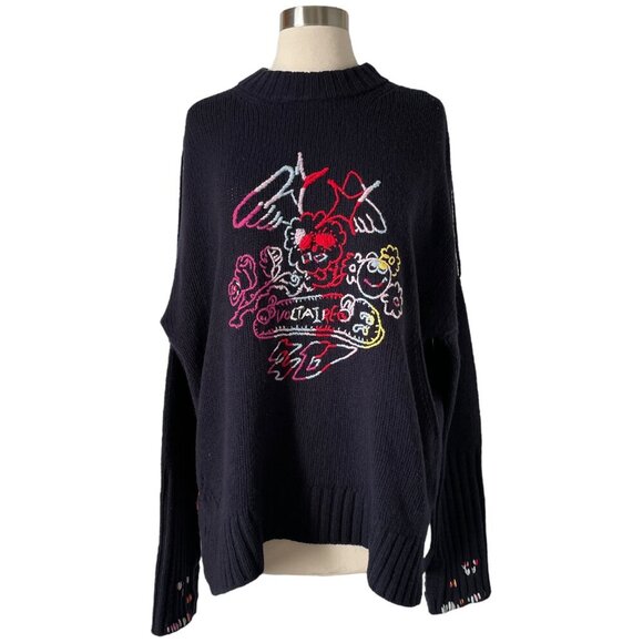 Zadig & Voltaire Malta We Core Cho Sweater Size S Merino Wool Navy Blue $398 - Picture 8 of 8